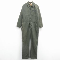 【20%OFF】W39★古着 長袖 ワーク ツナギ メンズ 80年代 80s 大きいサイズ 濃緑 26feb09