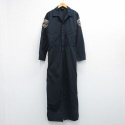 W34★古着 長袖 ワーク ツナギ メンズ 90年代 90s ポリス USA製 黒 26feb20