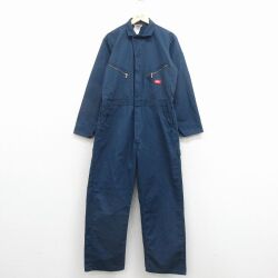 W37★古着 ディッキーズ 長袖 ワーク ツナギ メンズ 紺 26mar14