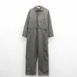 W41★古着 ディッキーズ 長袖 ワーク ツナギ メンズ 80年代 80s 大きいサイズ タロン 濃緑 26mar24