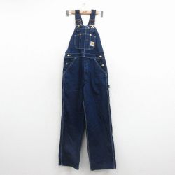 W32★古着 カーハート オーバーオール メンズ90年代 90s コットン USA製 濃紺 デニム【spe】 26apr08