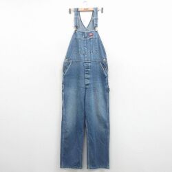 W37★古着 ディッキーズ オーバーオール メンズ 90年代 90s コットン USA製 紺 デニム【spe】 26may12