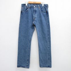 W33★古着 ジーンズ Levis リーバイス 501 メンズ 紺 ネイビー デニム 25mar08 中古 ボトムス ジーパン Gパン ロング パンツ