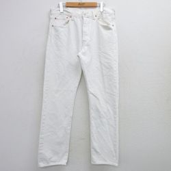 W33★古着 ジーンズ Levis リーバイス 501 メンズ コットン 白 ホワイト デニム 25mar08 中古 ボトムス ジーパン Gパン ロング パンツ