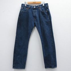 W32★古着 ジーンズ Levis リーバイス 501 メンズ コットン 紺 ネイビー デニム 25mar12 中古 ボトムス ジーパン Gパン ロング パンツ