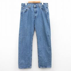 W33★古着 ジーンズ Levis リーバイス 501 メンズ 紺 ネイビー デニム 25mar22 中古 ボトムス ジーパン Gパン ロング パンツ