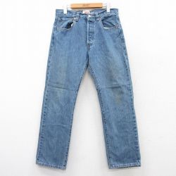 W31★古着 ジーンズ Levis リーバイス 501 メンズ コットン 紺 ネイビー デニム 25mar22 中古 ボトムス ジーパン Gパン ロング パンツ