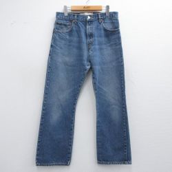 W33★古着 ジーンズ Levis リーバイス 517 メンズ ブーツカット ヒゲ コットン 紺 ネイビー デニム 25may17 中古 ボトムス ジーパン Gパン ロング パンツ