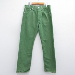 W34★古着 ジーンズ Levis リーバイス 501 メンズ コットン 緑 グリーン デニム 25may17 中古 ボトムス ジーパン Gパン ロング パンツ
