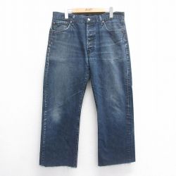 【20%OFF】W35★古着 ジーンズ Levis リーバイス 501 メンズ ヒゲ コットン 濃紺 ネイビー デニム 【spe】 25jun17 中古 ボトムス ジーパン Gパン ロング パンツ