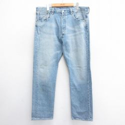 W39★古着 ジーンズ Levis リーバイス 501 メンズ ヒゲ 紺 ネイビー デニム 25jun17 中古 ボトムス ジーパン Gパン ロング パンツ