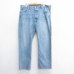 【20%OFF】W37★古着 ジーンズ Levis リーバイス 501 メンズ ヒゲ 紺 ネイビー デニム 25jun17 中古 ボトムス ジーパン Gパン ロング パンツ