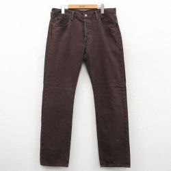 W36★古着 ジーンズ Levis リーバイス 501 メンズ コットン 茶 ブラウン デニム 25jun18 中古 ボトムス ジーパン Gパン ロング パンツ