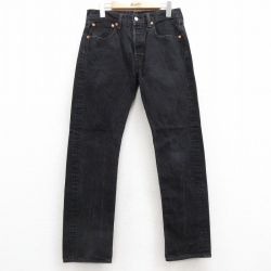W30★古着 ジーンズ Levis リーバイス 501 メンズ コットン 黒 ブラック デニム 25jul17 中古 ボトムス ジーパン Gパン ロング パンツ