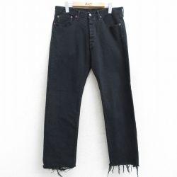 W32★古着 ジーンズ Levis リーバイス 501 メンズ 黒 ブラック デニム 25aug07 中古 ボトムス ジーパン Gパン ロング パンツ
