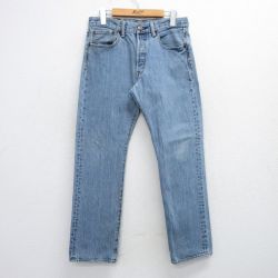 W31★古着 ジーンズ Levis リーバイス 501 メンズ 薄紺 ネイビー デニム 25aug08 中古 ボトムス ジーパン Gパン ロング パンツ