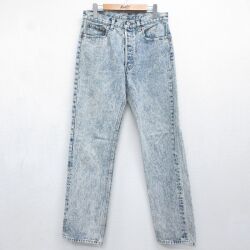 リーバイス501 90s ジーンズ ケミカルウォッシュ ネイビー 実寸W32 | 古着
