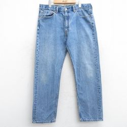 W39★古着 ジーンズ Levis リーバイス 505 メンズ 大きいサイズ コットン 紺 ネイビー デニム 25feb01 中古 ボトムス ジーパン Gパン ロング パンツ