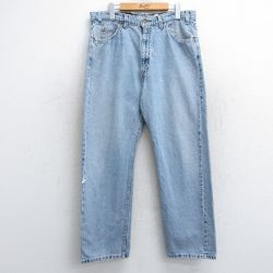 W34★古着 ジーンズ Levis リーバイス 505 メンズ 00年代 00s コットン 薄紺 ネイビー デニム 25feb21 中古 ボトムス ジーパン Gパン ロング パンツ