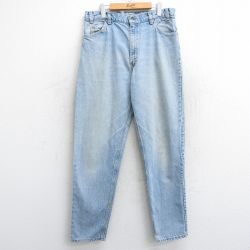 W34★古着 ジーンズ Levis リーバイス 550 メンズ 90年代 90s コットン USA製 薄紺 ネイビー デニム 25feb21 中古 ボトムス ジーパン Gパン ロング パンツ