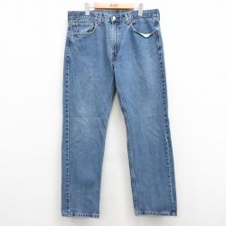 W36★古着 ジーンズ Levis リーバイス 505 メンズ コットン 紺 ネイビー デニム 25feb26 中古 ボトムス ジーパン Gパン ロング パンツ