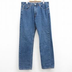W36★古着 ジーンズ Levis リーバイス 505 メンズ コットン 紺 ネイビー デニム 25feb26 中古 ボトムス ジーパン Gパン ロング パンツ