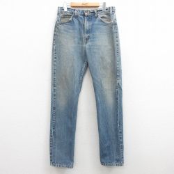【50%OFF】W32★古着 ジーンズ Levis リーバイス 505 メンズ 00年代 00s ヒゲ コットン 紺 ネイビー デニム 25feb26 中古 ボトムス ジーパン Gパン ロング パンツ
