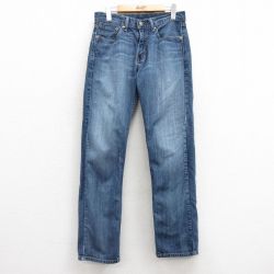 W30★古着 ジーンズ Levis リーバイス 505 メンズ ヒゲ コットン 紺 ネイビー デニム 25mar01 中古 ボトムス ジーパン Gパン ロング パンツ
