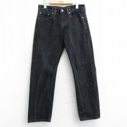 W31★古着 ジーンズ Levis リーバイス 505 メンズ コットン 黒 ブラック デニム 25mar05 中古 ボトムス ジーパン Gパン ロング パンツ