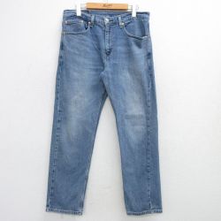 W34★古着 ジーンズ Levis リーバイス 505 メンズ ヒゲ 紺 ネイビー デニム 25mar11 中古 ボトムス ジーパン Gパン ロング パンツ