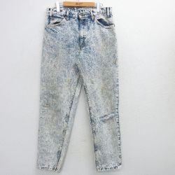 W33★古着 ジーンズ Levis リーバイス 550 メンズ 90年代 90s ケミカルウォッシュ テーパード コットン USA製 薄紺 ネイビー デニム 【spe】 25mar11 中古 ボトムス ジーパン Gパン ロング パンツ
