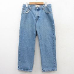W34★古着 ジーンズ Levis リーバイス 550 メンズ 薄紺 ネイビー デニム 25mar17 中古 ボトムス ジーパン Gパン ロング パンツ