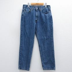 W34★古着 ジーンズ Levis リーバイス 550 メンズ コットン 紺 ネイビー デニム 25mar17 中古 ボトムス ジーパン Gパン ロング パンツ
