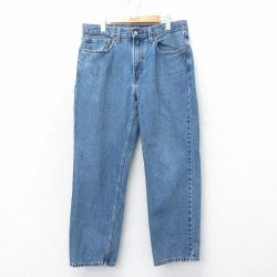 W34★古着 ジーンズ Levis リーバイス 550 メンズ コットン 紺 ネイビー デニム 25mar18 中古 ボトムス ジーパン Gパン ロング パンツ