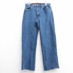 W34★古着 ジーンズ Levis リーバイス 505 メンズ コットン 紺 ネイビー デニム 25mar25 中古 ボトムス ジーパン Gパン ロング パンツ