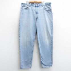 W40★古着 ジーンズ Levis リーバイス 550 メンズ 90年代 90s ヒゲ 大きいサイズ コットン USA製 薄紺 ネイビー デニム 【spe】 25apr03 中古 ボトムス ジーパン Gパン ロング パンツ