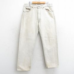 W35★古着 ジーンズ Levis リーバイス 505 メンズ 90年代 90s USA製 ベージュ系 カーキ デニム 【spe】 25apr17 中古 ボトムス ジーパン Gパン ロング パンツ