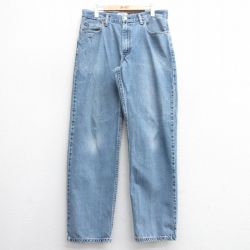 W34★古着 ジーンズ Levis リーバイス 550 メンズ ヒゲ 紺 ネイビー デニム 25apr30 中古 ボトムス ジーパン Gパン ロング パンツ