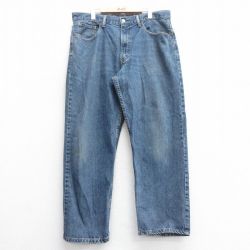 W38★古着 ジーンズ Levis リーバイス 550 メンズ ヒゲ コットン 紺 ネイビー デニム 25apr30 中古 ボトムス ジーパン Gパン ロング パンツ