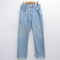 W31★古着 ジーンズ Levis リーバイス 505 メンズ 00年代 00s ヒゲ コットン 薄紺 ネイビー デニム 25may14 中古 ボトムス ジーパン Gパン ロング パンツ