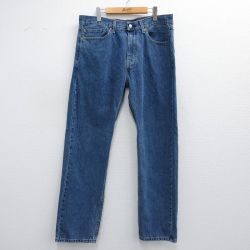 W37★古着 ジーンズ Levis リーバイス 505 メンズ コットン 紺 ネイビー デニム 25may14 中古 ボトムス ジーパン Gパン ロング パンツ