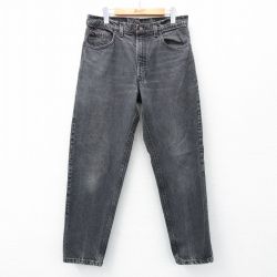 W34★古着 リーバイス Levis 550 メンズ 90年代 90s ヒゲ コットン USA製 黒 ブラック デニム 25may15 中古 ボトムス ジーパン Gパン ロング パンツ
