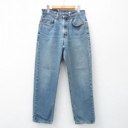 W31★古着 リーバイス Levis 550 メンズ 00年代 00s ヒゲ コットン 薄紺 ネイビー デニム 25may15 中古 ボトムス ジーパン Gパン ロング パンツ