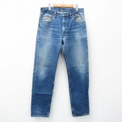 W33★古着 リーバイス Levis 505 メンズ 90年代 90s ヒゲ コットン USA製 紺 ネイビー デニム 【spe】 25may15 中古 ボトムス ジーパン Gパン ロング パンツ