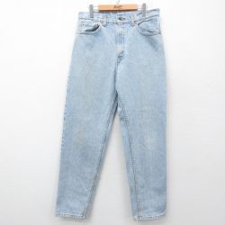 【50%OFF】W33★古着 ジーンズ Levis リーバイス 550 メンズ 90年代 90s コットン 薄紺 ネイビー デニム 25may16 中古 ボトムス ジーパン Gパン ロング パンツ