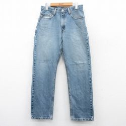 W32★古着 ジーンズ Levis リーバイス 505 メンズ 00年代 00s ヒゲ コットン 紺 ネイビー デニム 25may16 中古 ボトムス ジーパン Gパン ロング パンツ
