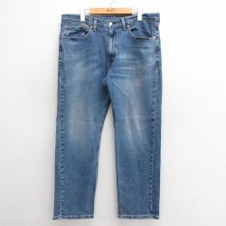 W36★古着 ジーンズ Levis リーバイス 505 メンズ ヒゲ 紺 ネイビー デニム 25may27 中古 ボトムス ジーパン Gパン ロング パンツ