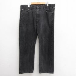 W40★古着 ジーンズ Levis リーバイス 505 メンズ 大きいサイズ コットン 黒 ブラック デニム 25may27 中古 ボトムス ジーパン Gパン ロング パンツ