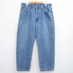 W36★古着 リーバイス Levis 550 メンズ ヒゲ コットン 紺 ネイビー デニム 25jun05 中古 ボトムス ジーパン Gパン ロング パンツ