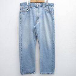 W38★古着 リーバイス Levis 505 メンズ ヒゲ コットン 紺 ネイビー デニム 25jun05 中古 ボトムス ジーパン Gパン ロング パンツ